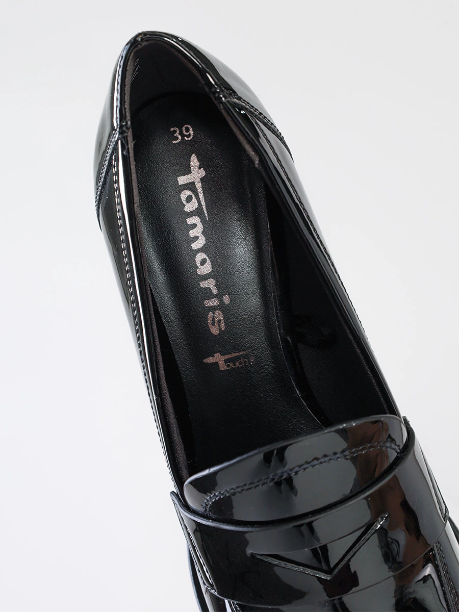 Туфли черные лакированные на широком каблуке